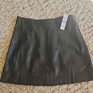 J. Crew Dark Leather A-Line Skirt